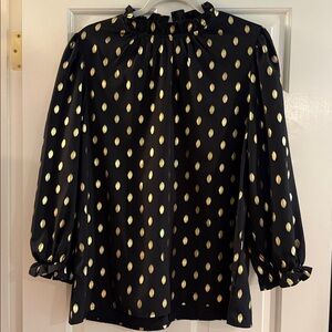 Black Blouse with Gold Polka Dots